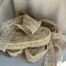126cm DIY Embroidered Floral 3D Vintage Relief Rose Lace Trim, Distressed Crochet Hollow Fabric Material, Suitable For European Classical Wedding Dress, Palace Style Dress, Handmade Patchwork Material, Vintage Mori Style Clothing Remake Lace - Multicolor - View 7
