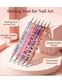 1pc Nail Art Dotting Pen, Nail Tool Set, Polka Dot Pen, Dedicated Dotting Pen With Multiple Heads For Gel Dotting And Outlining, Line Pen, Painting Pen, Can Dot Rhinestones, Can Dot Flowers - Multicolor - View 5