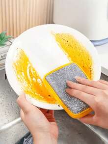 Esponja de lavado de platos para el hogar, esponja cuadrada para fregar platos de cocina, antiadherente al aceite, absorbente de agua, bloque de esponja de doble cara para limpieza - Multicolor - Ver 7