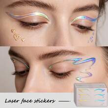 6 Sheets Y2K Metallic Eyeliner Stickers, Waterproof Eye Makeup Decor Stickers For Festival Rave Party - Multicolor - View 2