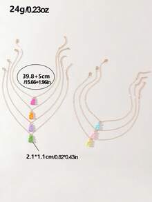 7pcs/Set Girls Colorful Resin Bear Pendant Necklace Set Combination Suitable For Daily Decoration - Multicolor - View 5