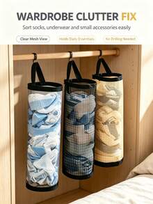 1pc Kitchen Storage Organizer Plastic Bag Trash Bag Hanging Storage Bag Wall-Mounted Shoe Cover Storage Bag Wall-Mounted Storage Rack, Suitable For Kitchen, Behind Door Storage, Kitchen Organization, Kitchen Essentials, Kitchen Accessories, Bathroom Accessories, Home Kitchen Tools, Kitchen Decor - Multicolor - View 7