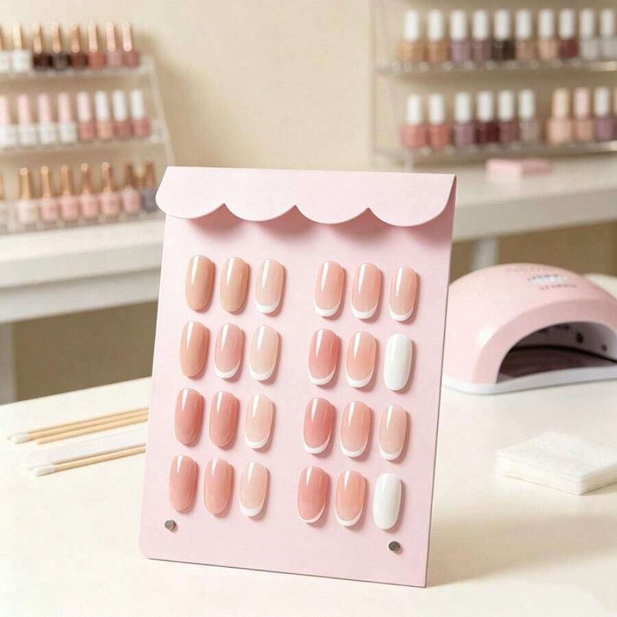 1pc Wavy Edge Metal Artificial Nail Display Board, Desktop Nail Sample Display Rack, Nail Salon Product Photography Prop Background Board, Minimalist Color Card Nail Display Rack - Multicolor - View 1