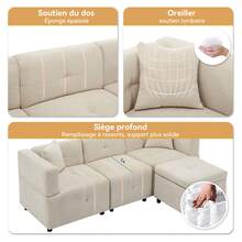 3 Seat Sofa Beige With Storage Space - Beige 3 Seat - View 9