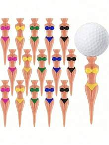 5pcs/Set Golf T-Shirts, Bikini Girl Silhouette Design - Fun & Fashion - Multicolor - View 3