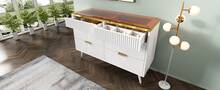 White Sideboard With 6 Drawers - Storage Space For Bedroom And Living Room - 120x40x76 Cm - White - View 8