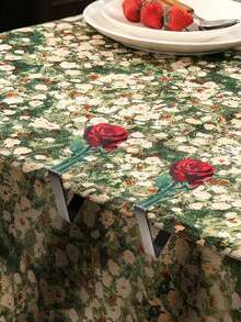 Zazumi 4pcs Stainless Steel Tablecloth Clips, Romantic Rose Pattern, Colorful Decorative Tablecloth Fixing Clips, Windproof Anti-Slip Tablecloth Fixing Clips, Waterproof Wear-Resistant Rounded Edge Table Clips (5 Colors) - View 4