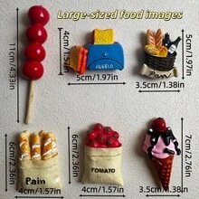 6个3D立体食物冰箱贴，可爱装饰磁贴，个性化冰箱贴，适用于厨房、办公室、白板、储物柜、洗碗机，厨房装饰，家居装饰，母亲节礼物 - 彩色 - View 5