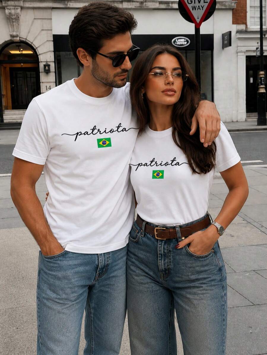 100% Cotton Unisex T-Shirt For The Whole Family, Brazilian Patriot, Jesus Print, Casual Chic, Elegant - 白人愛國者 - 查看 1