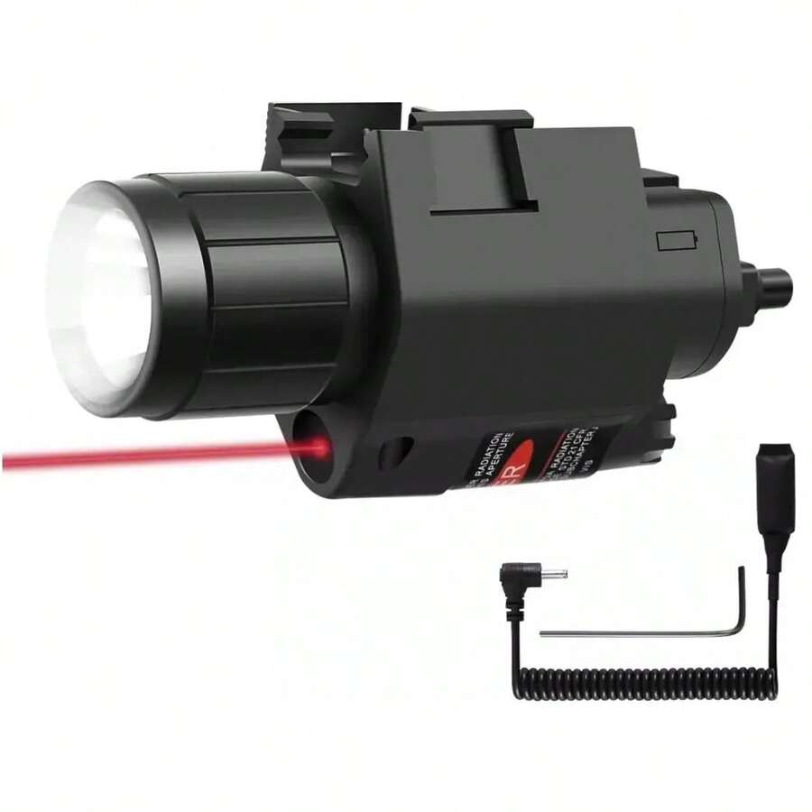 Tactical Laser Pointer Lamp Airsoft Paintball Accessory With Rechargeable Batteries And Tailpiece - Black - View 1