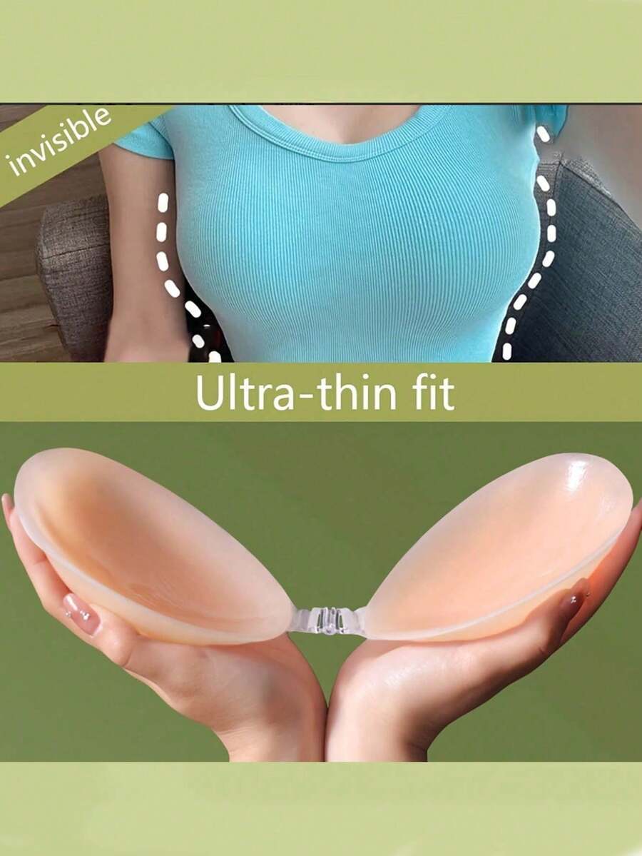 1 Pair Self-Adhesive Breast Lift Pads, Invisible Front-Closure Bra, Strapless And Wire-Free, Lift And Gather Breasts, Suitable For Revealing Outfits, Thin Seamless Design, Corrects Sagging And Nipple Show, Ideal For Daily Wear, Weddings, Beach - Multicolor - View 1