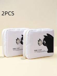 Cat Pattern Sanitary Napkin Storage Bag, Reusable Sanitary Napkin Bag, Menstrual Bag, Hygiene Bag, College Dorm, Travel Bathroom, School Use, Holiday Essential, Holiday Travel Essential, Travel Bag, Travel Accessory, Graduation Season - Multicolor - View 19
