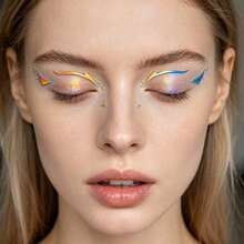 6 Sheets Y2K Metallic Eyeliner Stickers, Waterproof Eye Makeup Decor Stickers For Festival Rave Party - Multicolor - View 7