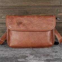 Top-Layer Cowhide Men's Shoulder Bag, Fashionable Casual Tiger Head Bag, Genuine Leather Crossbody Bag, Vegetable-Tanned Leather Men's Bag, - YH8045-2 Black Small Upgrade Version - View 10