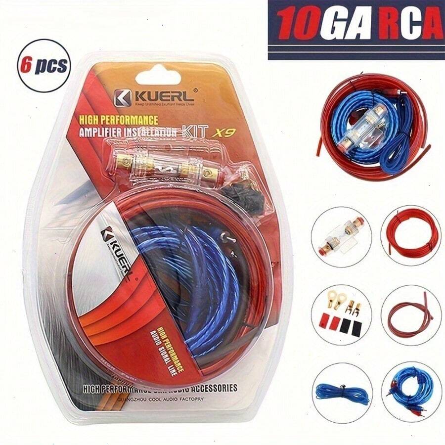 Muzata 10 Gauge Amp Wiring Kit Instalasi Amplifier Dengan Kabel Interkoneksi RCA Dan Kabel Speaker Kit AMP Subwoofer Mobil Kabel Audio Otomatis M027 - MultiWarna - View 1