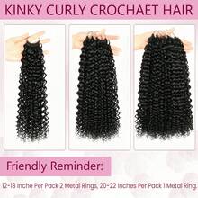 Crochet Human Hair Kinky Curly Pre-Separated Invisble Micro Loop Hair Extensions Seamless And Knotless Feather Crochet Human Hair For Twist Boho Braiding 14-22inch 50g/150g/250g - Natural Black - View 6