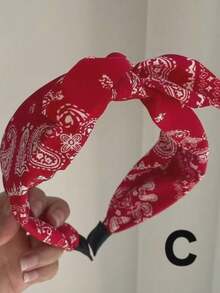 1PC Simple Retro Fashion Paisley Bowknot Rabbit Ear Wide-Brimmed Bright Fabric Hairband Headband For Women Hair Hoop Holiday Travel Hair Band Diadema - Multicolor - View 8