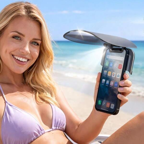 1/2pcs Portable Phone Sun Shade, Foldable Anti-Glare Screen Cover, Privacy Viewing Protection Shield, Suitable For Outdoor And Beach Use, Compatible With All Phone Models