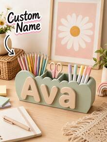 Personalized Pencil Holder, Customized Name Pencil Box, Customized Name Desktop Organizer, Macaron Color Stationery Storage, Unique Back To School Gift, New School Year Stationery Box, Personalized Name Printed Gift - Multicolor - View 8