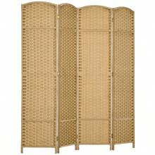 HOMCOM Room Divider, 4 Panel Folding Privacy Screen, 5.6' Tall Freestanding Wall Partition For Home Office, Bedroom, Nature Wood-XY927424 - 1 - View 1