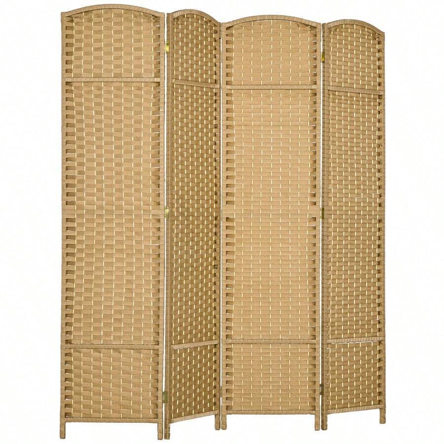 HOMCOM Room Divider, 4 Panel Folding Privacy Screen, 5.6' Tall Freestanding Wall Partition For Home Office, Bedroom, Nature Wood-XY927424 - 1 - View 1