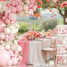 117pcs Pink Balloon Arch Garland Set, Suitable For Baby Shower, Bohemian Party, Birthday, Gender Reveal Party And Wedding Decoration - Multicolor - View 3