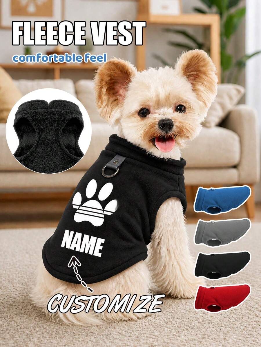 【客製化】個性化寵物衣服 貓狗背心 T-shirt 舒適可愛 熱轉印印花 狗爪風格 狗狗完美禮物 - 彩色 - 查看 1