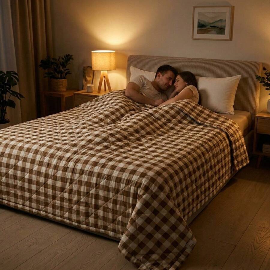 Brown Microfiber Summer Quilt, Lightweight 100% Polyester Bedding Comforter For Bedroom And Guest Room - Size 220X200CM Options - 棕色 - 查看 1
