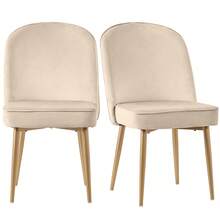 Dining Chairs, Modern Beige Velvet Dining Chair Set With Golden Metal Legs, Stylish And Comfortable - 米色 - 查看 7