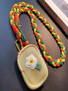 1 Peça Cordão Transversal para Celular Dopamine Fresh Casual com Blocos de Cor Macaron, Alça Ajustável com Nó e Zíper, Mini Porta-Moedas, Acessório 2 em 1 Antiperda para Celular, Charm de Bolsa para Meninas, Compras Diárias, Uso Externo, Viagem e Transporte, Alça de Pulso/Ombro para Smartphone, Halloween - Multicolorido - Visão 7