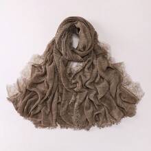 1pc Tie-Dye Textured Soft Breathable Natural Crinkle Eyelash Lace Trim Muslim Hijab Scarf - Multicolor - View 10