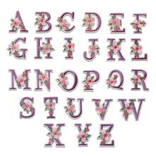 1/26pcs Computer Embroidered Floral Multi-Color English Letter A-Z Badge Patch, Clothing Accessory Decorative Patch With Back Adhesive Embroidery Fabric - Multicolor - View 42