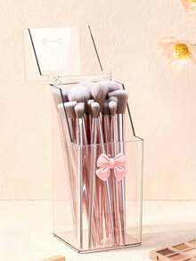 1pc Acrylic Transparent Makeup Brush Holder, Cosmetic Desktop Storage Box - Multicolor - View 7