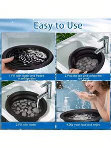1pc Home Use Facial Ice Bath Silicone Foldable Basin Beauty Device, Foldable Silicone Facial Ice Bath Bowl For Cold Compress Therapy - A - View 3