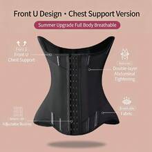 1pc Waist Trainer For Women Corset Shapewear Tummy Control Sport Workout Waist Cincher Body Shaper Hooks - Black - View 8