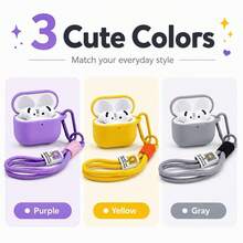 Compatible con funda protectora, estilo minimalista, cuerda tejida a mano, cordón de color contrastante, carcasa para auriculares Bluetooth - Amarillo - Ver 5
