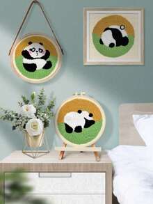 1pc Panda Punch Needle Embroidery Kit, Suitable For Adult Beginners, Includes Punch Needle, Fabric, Embroidery Hoop, Yarn And Sewing Needle, Home Decor Handmade DIY Kit, Perfect For Holiday Gifts - Multiple Styles - View 6