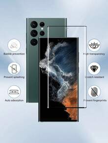 Navigator 3pcs Curved Unlock Tempered Glass Screen Protector Compatible With Samsung Galaxy S23 Ultra, Supports Fingerprint Unlock, Waterproof, Anti-Fingerprint, Anti-Drop, Anti-Scratch, Anti-Collision Screen Protection Essentials, Applicable To Daily Shield, Office, Home Daily Shield Office Home Phone Screen Protector Phone Accessories Shockproof Anti-Fall Scratch Resistant - Clear - View 5