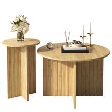 Coffee Table Natural Made Of Wood For Living Room - 自然的 - 查看 11