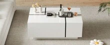 Modern White Square Coffee Table With Drawers - 100x60x40cm - White - View 6