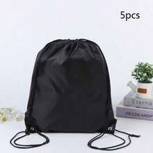 1 pieza/5 piezas/10 piezas/15 piezas Bolsa con cordón y cremallera, bolsa de almacenamiento de mochila de poliéster con doble cordón, gran capacidad - Multicolor - Ver 17