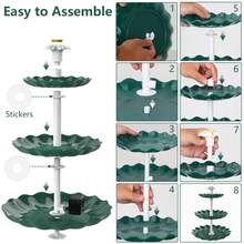 3.5W Solar Bird Bath Fountain, 3-Tiered Waterfall With 9 Water Streams, DIY Detachable Solar Pump Lightweight Resin Plastic For Garden Outdoor Bird Feeder Decor,Garden Stuff,Gardening Supplies - Green - View 6