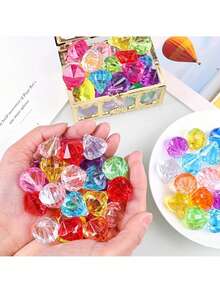 Summer Treasure Box Decoration Set, Gold Mini Treasure Box With Shiny Artificial Crystal Gemstones, Cute Decorative Props, Suitable For Beach And Pool Theme Parties, Multi-Functional Theme Party Favors, Unisex Creative Holiday Gift Accessories - One Size - View 8