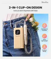 Professional Nail Drill Kit, 30000RPM Cordless Electric Nail File With LCD Display, Rechargeable 4000mAh Battery Nail Efile For Acrylic & Gel Nails, Manicure Pedicure, Salon & Home Use - 裸米色 - 查看 5