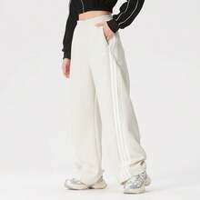 Adidas Three-Stripe Dancing Series Banana Pants Twisted Knit Glitter Long Pants For Women - Off White - View 3