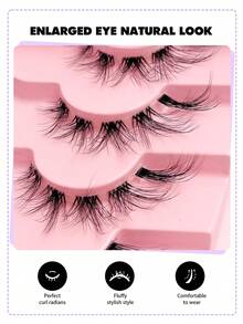 7 Pairs Fox Eye Lashes Clear Band Soft Faux Mink Lashes Fluffy Natural Look Eyelashes Reusable Full Strip Lashes,For Daily Style Eye Makeup,Beginner-Friendly - Black - View 4