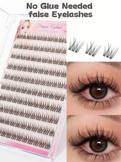 120 racimos de pestañas postizas de sirena sin pegamento, DIY sin necesidad de pegamento, rizo C, efecto de extensión de pestañas naturales, ojos brillantes, suaves y cómodas, estilo de sirena natural grueso y exagerado