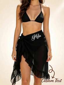 Custom Name Ruffle Bride/Bridesmaid Salon Apron, Personalized Bride Cover-Up Skirt, Custom Beach Apron, Summer Beach Outfit - Multicolor - View 1