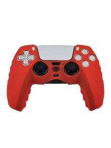 Compatible con PlayStation 5, diseño antideslizante, antirayaduras y antitranspiración que mejora la sensación de control de juego, gran apertura inferior para carga directa, accesorio de juego práctico - Rojo - Ver 1
