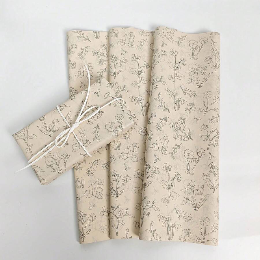 Floral Pattern Semi-Transparent Tissue Paper - Wax Coated, 20x14 Inches, Suitable For Christmas Decoration, Wedding, Valentine's Day, Birthday Gifts, Bouquet Wrapping, Party Gifts, Gift Wrapping Supplies | Decorative Tissue Paper | Wax Coated Paper, Gift Wrapping Supplies, Tissue Paper, Tissue Paper/Halloween Wrapping Paper, Gift Wrapping Paper, Christmas Tissue Paper/Christmas Wrapping Paper - Multicolor - View 1